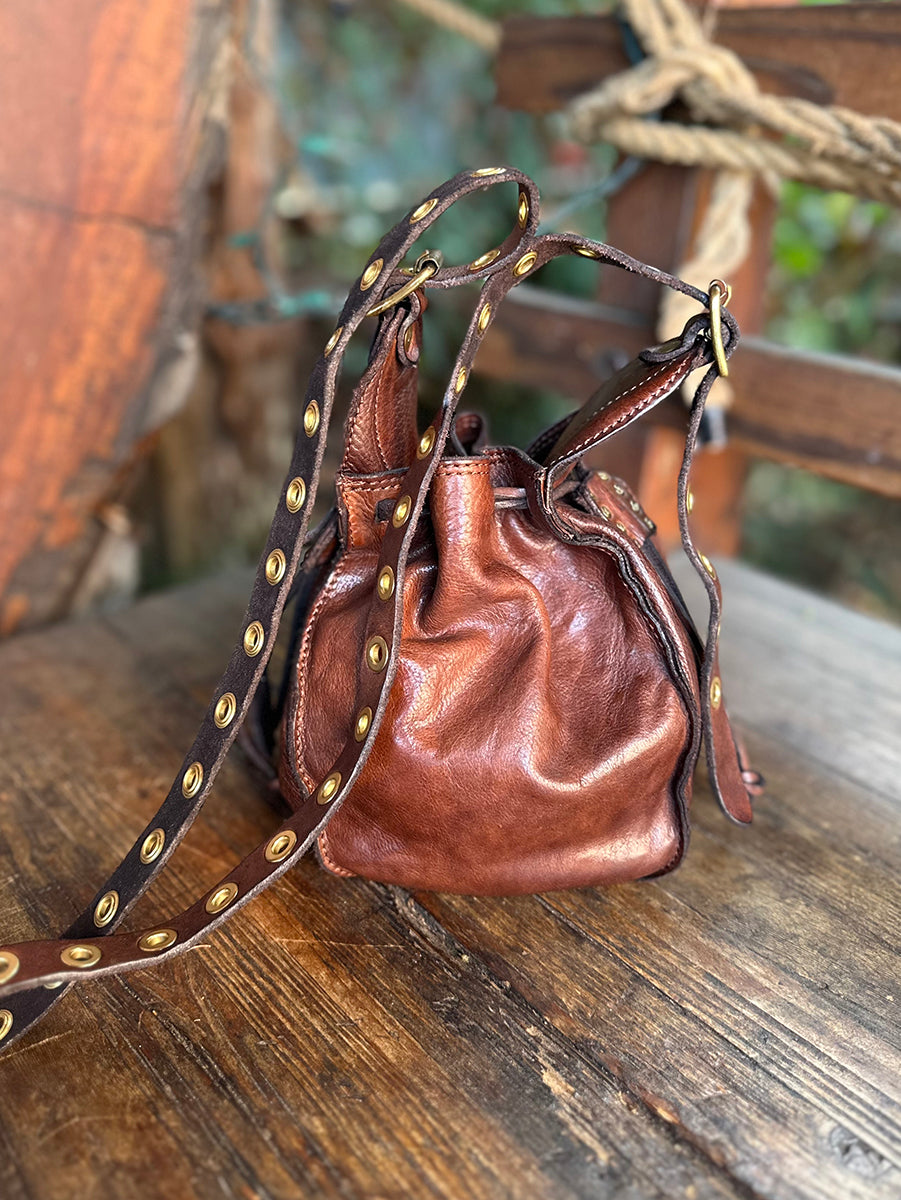 Secchiello Small Bucket Bag In Brown Leather