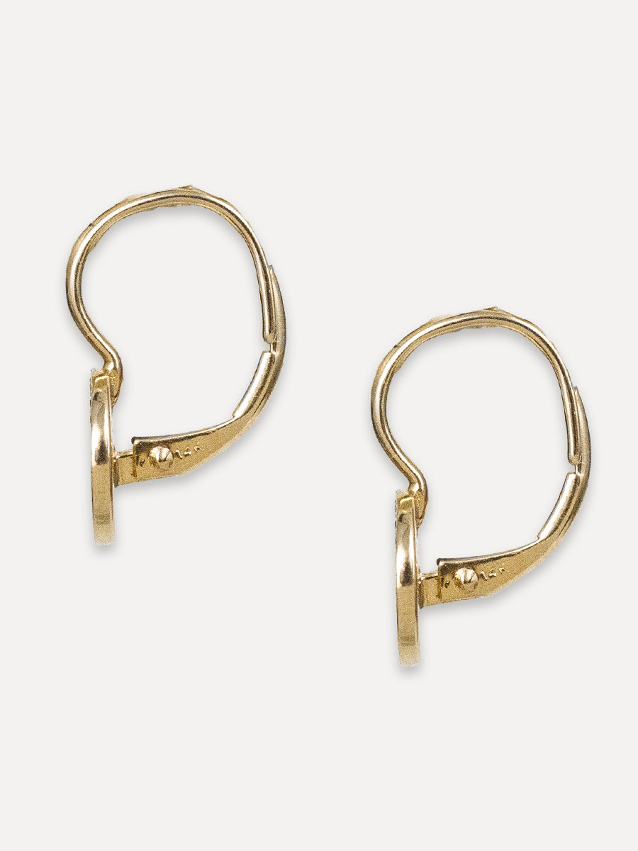 14K Diamond Disc Lever Back Earrings