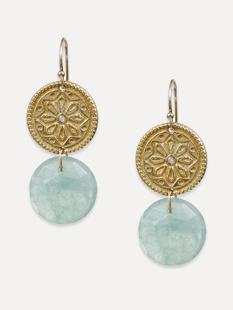 Sun Lotus Coin Earrings