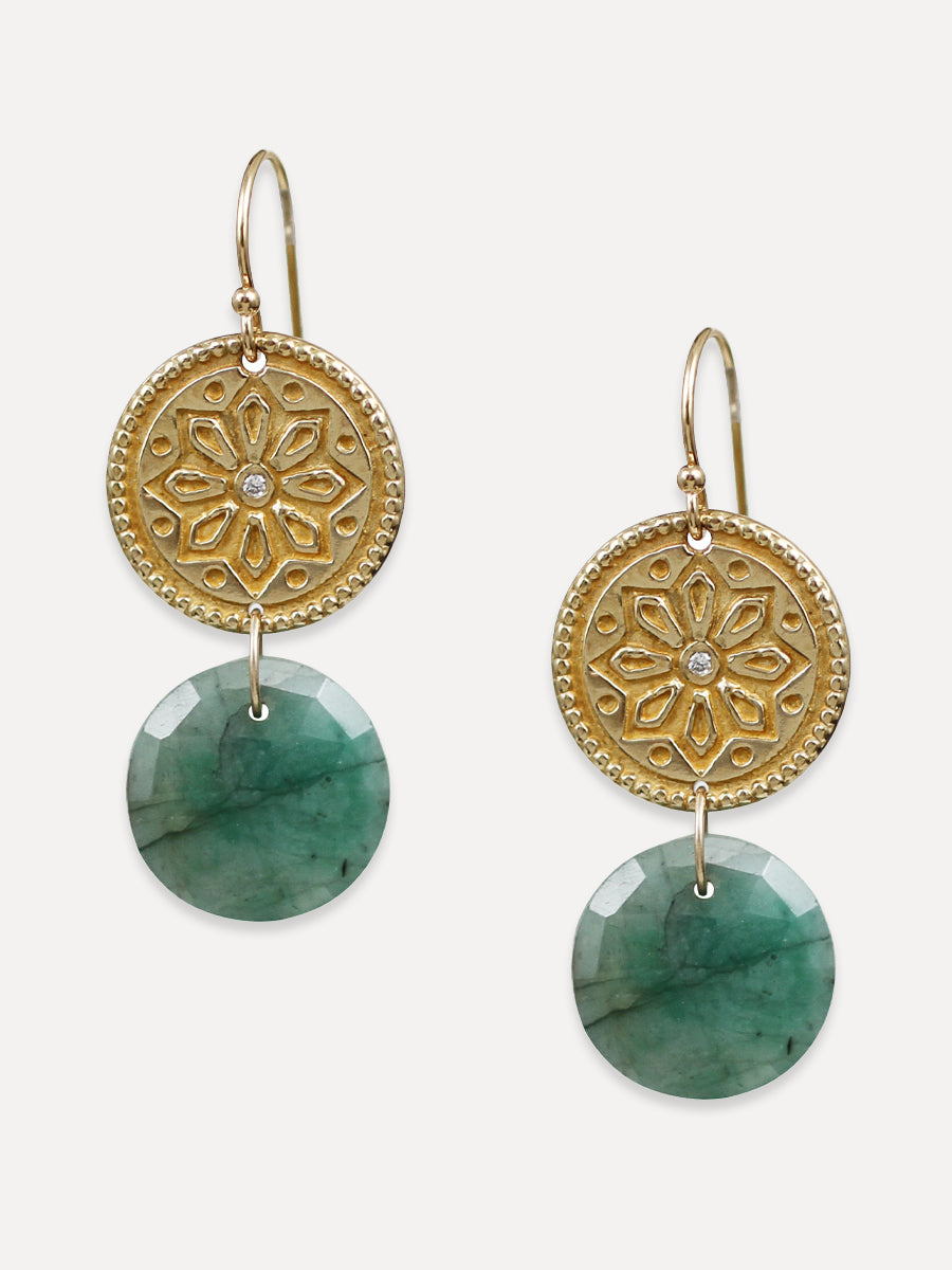 Sun Lotus Coin Earrings