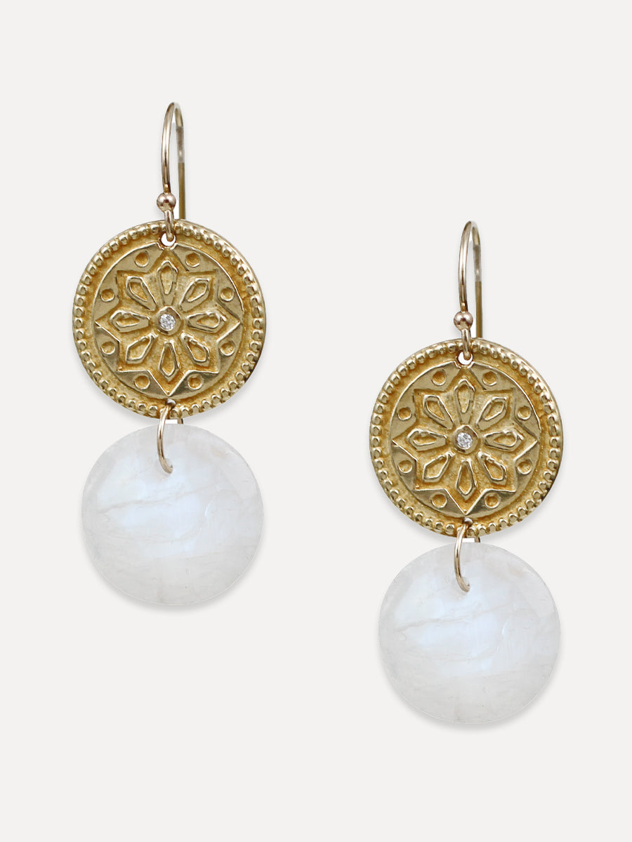 Sun Lotus Coin Earrings