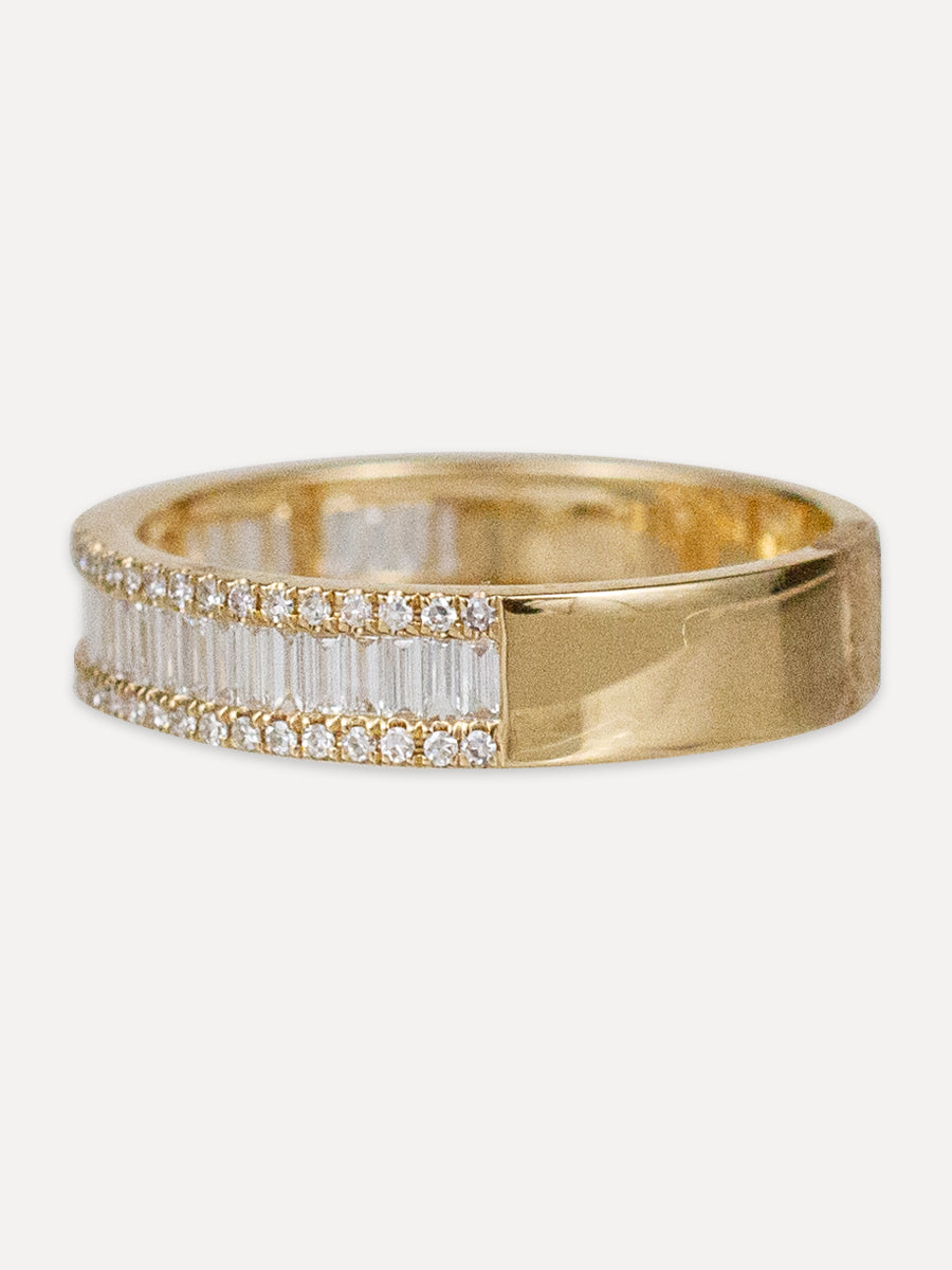 14K Stacked Baguette Diamond Band