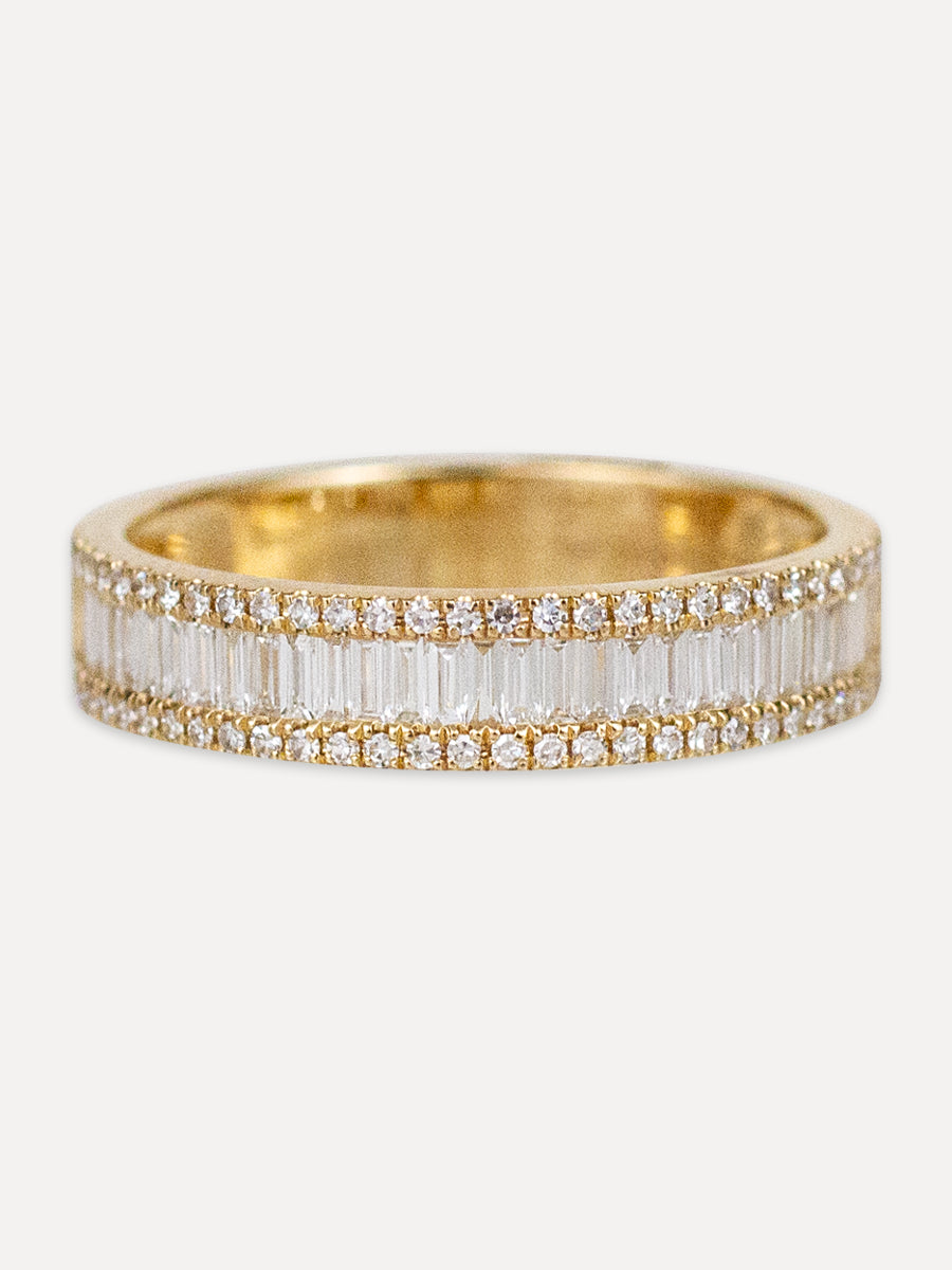 14K Stacked Baguette Diamond Band